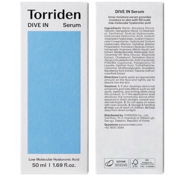 Torriden DIVE IN Hyaluronic Acid Serum 50ml (1.69 fl.oz.) Hydrating K-Beauty - Picture 7 of 7